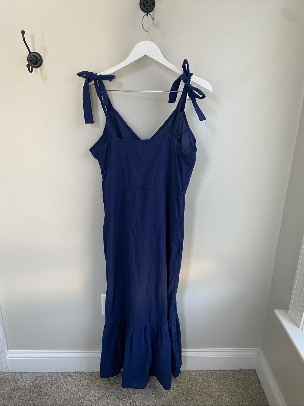 Cleobella Nantucket Navy Tie-Shoulder Button-Down Midi Dress M - Picture 2 of 7